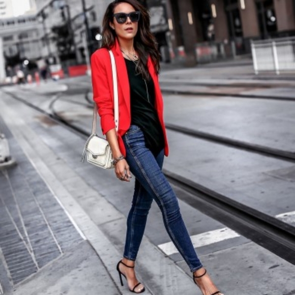 Vintage Jackets & Blazers - 🌸 Vintage Red Wool Alfred Dunner Shoulder Pads Blazer Jacket Made in USA Size 6